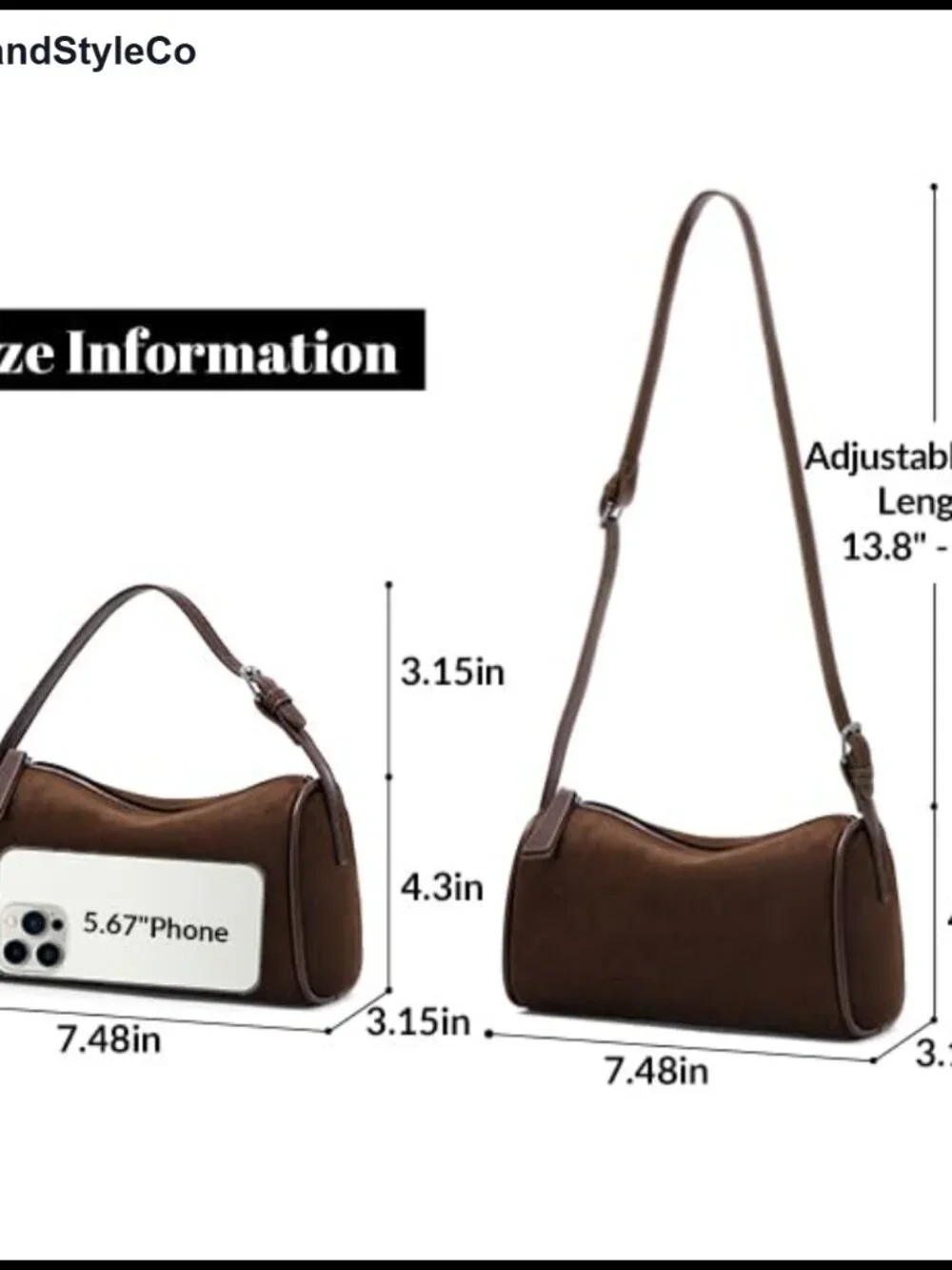 Faux Suede Hobo Bag for Women, Small Barrel Crossbody Purse with Adjustable